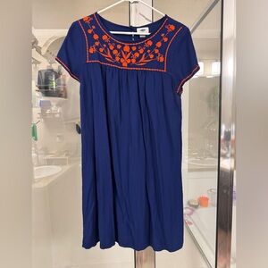 Old Navy Dress with Blue and Orange Embroidery